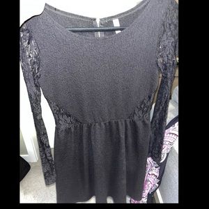 Black long sleeved dress. Great NYE dress. Lacy sleeves
